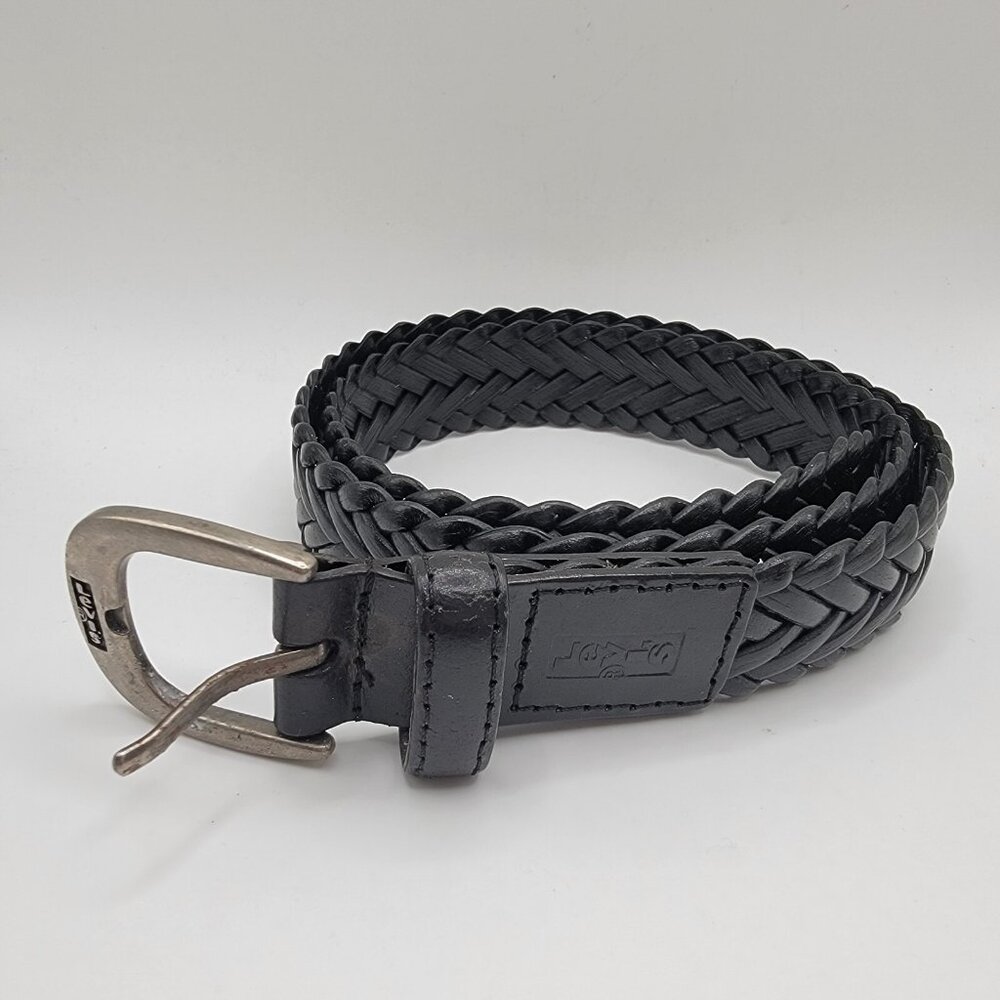Levi's Belt Boys M 26-28 Black Braided Classic Belt Faux‎ Leather